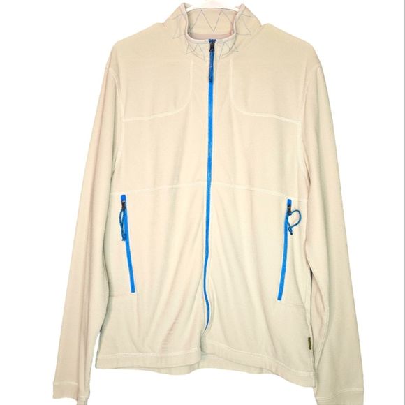 Howler Brothers Full Zip Cream Fleece Blue Details Pockets Long Sleeve Size M